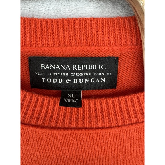 Banana Republic Todd & Duncan Cashmere Sweater Scottish Yarn Orange Men's XL - Picture 3 of 6